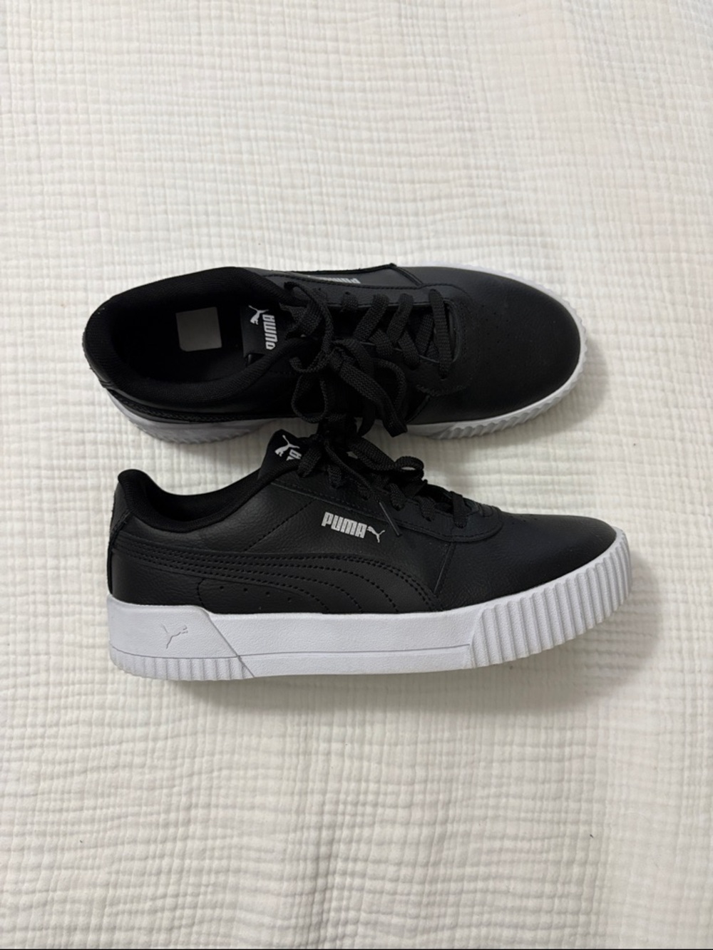 Puma Black Sneakers with White Platform Sole